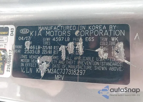 2018 Kia Sportage Lx z USA, uszkodzony, nr VIN KNDPM3AC7J7318297